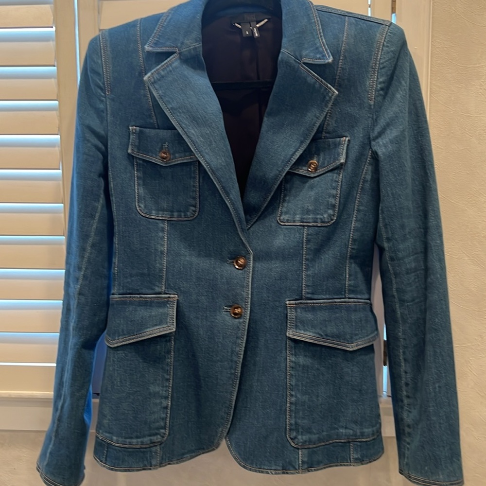 💙 PAIGE Romona Denim Blazer Size 4 💙 - Picture 12 of 15